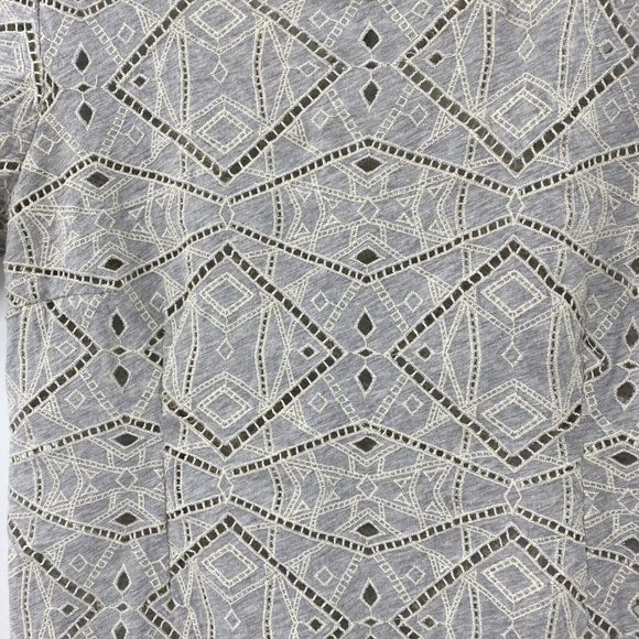 J.Crew Gray Ivory Eyelet Blouse Keyhole Cotton Size Small - Picture 4 of 5